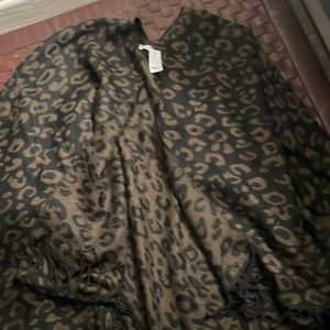 New York & Co. Black/ Brown Leopard Print Wrap One Size